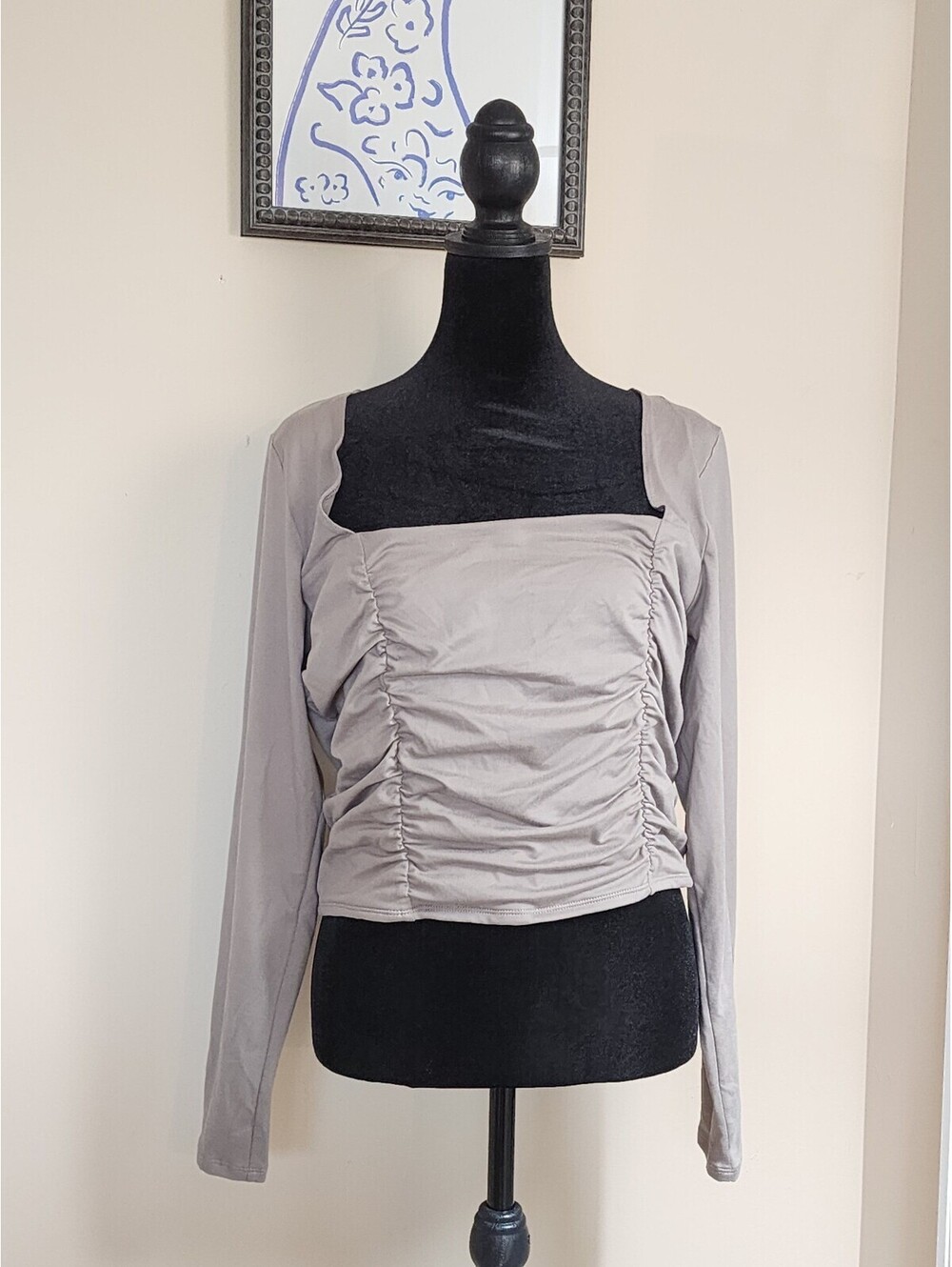 Hollister California Women's Long Sleeve Ruched Top, Size XL, Taupe